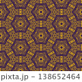 Purple and Yellow Art Deco Seamless Pattern with Ornamental Geometric Linework 138652464