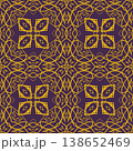 Purple and Yellow Art Deco Seamless Pattern with Ornamental Geometric Linework 138652469