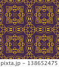 Purple and Yellow Art Deco Seamless Pattern with Ornamental Geometric Linework 138652475