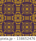 Purple and Yellow Art Deco Seamless Pattern with Ornamental Geometric Linework 138652476