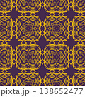 Purple and Yellow Art Deco Seamless Pattern with Ornamental Geometric Linework 138652477