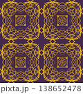Purple and Yellow Art Deco Seamless Pattern with Ornamental Geometric Linework 138652478