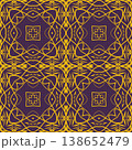 Purple and Yellow Art Deco Seamless Pattern with Ornamental Geometric Linework 138652479