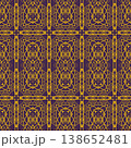 Purple and Yellow Art Deco Seamless Pattern with Ornamental Geometric Linework 138652481