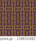 Purple and Yellow Art Deco Seamless Pattern with Ornamental Geometric Linework 138652482