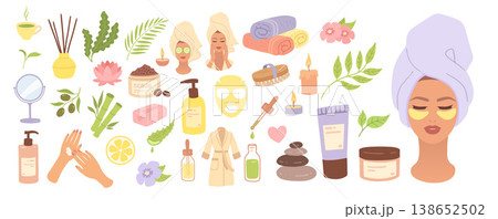 Spa wellness set Vector illustration 138652502