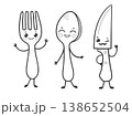 Cute kitchen set fork spoon and knife characters 138652504