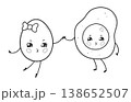 Cute egg and fried egg characters 138652507