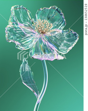 Elegant Glass Flower Against a Gradient Green Background 138652519