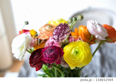 Colorful ranunculus bouquet for celebration gift and greeting concept. 138652564