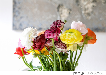 Colorful ranunculus bouquet for celebration gift and greeting concept. Colorful ranunculus bouquet for celebration gift and greeting concept. 138652565