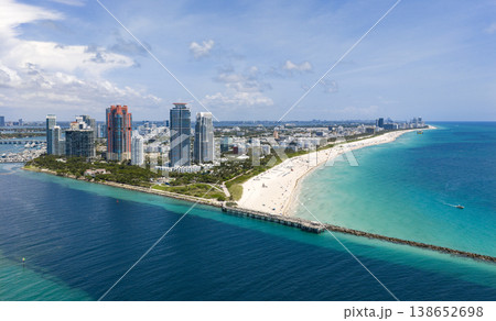 Aerial view of Miami beach coastline. Skyline and skyscrapers at Miami Beach. Summer Miamis vibes. Panoramic cityscape of Miami Beach. Miami skyline at daylight. Aerial view of Miami beach coastline. Skyline and skyscrapers at Miami Beach. Summer Miamis vibes. Panoramic cityscape of Miami Beach. Miami skyline at daylight. 138652698