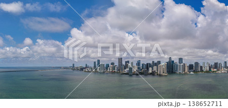 Aerial view of Brickell skyline. Panoramic cityscape of Brickell Miami. Skyscrapers of Brickell. Scenic view of the Brickell in Miami Beach. Iconic business towers in Miami. Aerial view of Brickell skyline. Panoramic cityscape of Brickell Miami. Skyscrapers of Brickell. Scenic view of the Brickell in Miami Beach. Iconic business towers in Miami. 138652711