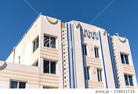 Miami Beach in Ocean Drive Florida. Art Deco building architecture. Architectural building. Art deco. Architectural district Art Deco. Modern building of Miami beach. Ocean drive architectural art Miami Beach in Ocean Drive Florida. Art Deco building architecture. Architectural building. Art deco. Architectural district Art Deco. Modern building of Miami beach. Ocean drive architectural art 138652719