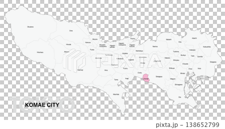 [Map of Japan] Location map of Komae City, Tokyo, with city/ward names (English) 138652799