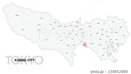[日本地図] 東京都狛江市の市区町村名入り位置地図 138652800