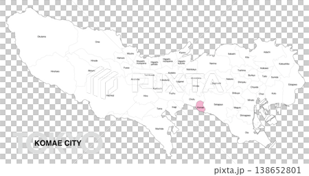 [Map of Japan] Location map of Komae City, Tokyo, with city/ward names (English) 138652801
