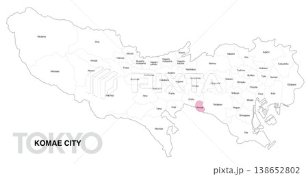 [日本地図] 東京都狛江市の市区町村名入り位置地図 138652802