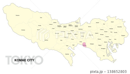 [日本地図] 東京都狛江市の市区町村名入り位置地図 (英語) 138652803