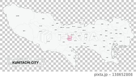 [日本地図] 東京都国立市の市区町村名入り位置地図 138652808