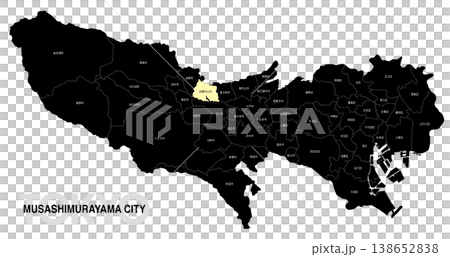 [日本地図] 東京都武蔵村山市の市区町村名入り位置地図 138652838
