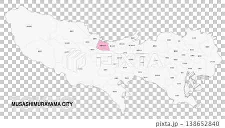 [日本地図] 東京都武蔵村山市の市区町村名入り位置地図 138652840