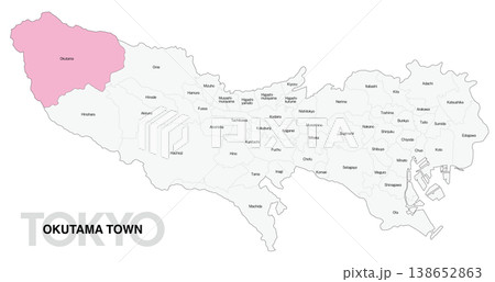 [日本地図] 東京都奥多摩町の市区町村名入り位置地図 (英語) 138652863