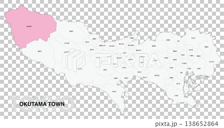 [Map of Japan] Location map of Okutama Town, Tokyo, including the names of municipalities. 138652864