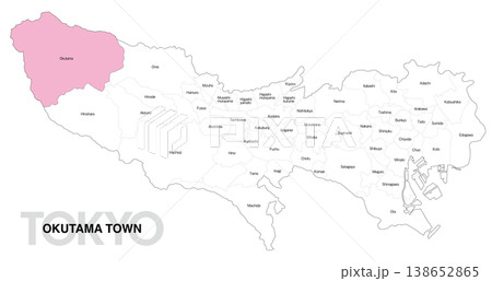 [日本地図] 東京都奥多摩町の市区町村名入り位置地図 (英語) 138652865