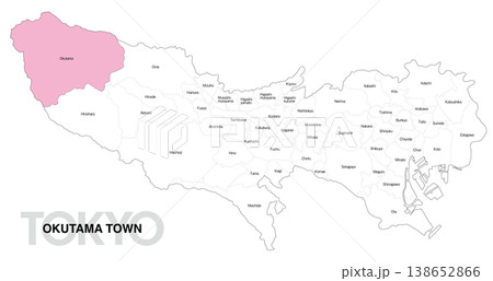 [日本地図] 東京都奥多摩町の市区町村名入り位置地図 138652866