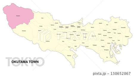 [日本地図] 東京都奥多摩町の市区町村名入り位置地図 (英語) 138652867