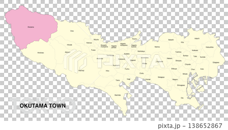 [Map of Japan] Location map of Okutama Town, Tokyo, with city/ward names (English) 138652867