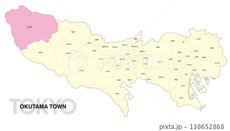 [日本地図] 東京都奥多摩町の市区町村名入り位置地図 138652868