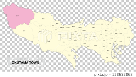 [Map of Japan] Location map of Okutama Town, Tokyo, including the names of municipalities. 138652868