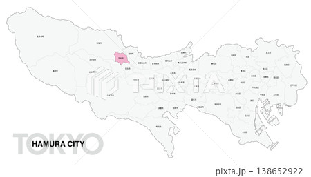 [日本地図] 東京都羽村市の市区町村名入り位置地図 138652922