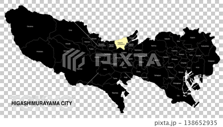 【日本地圖】東京都東村山市位置圖,標示城市/區名(英文) 【日本地圖】東京都東村山市位置圖,標示城市/區名(英文) 138652935
