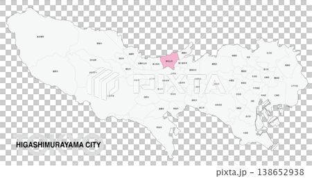 [日本地図] 東京都東村山市の市区町村名入り位置地図 138652938