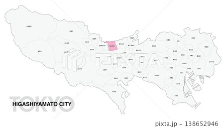 [日本地図] 東京都東大和市の市区町村名入り位置地図 138652946