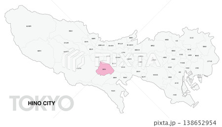 [日本地図] 東京都日野市の市区町村名入り位置地図 138652954