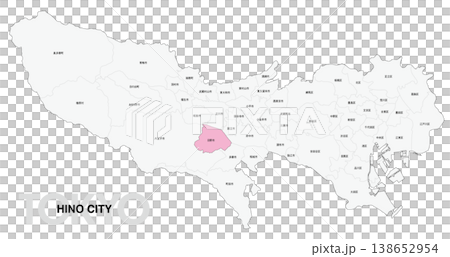 [Map of Japan] Location map of Hino City, Tokyo, with city/ward names. 138652954