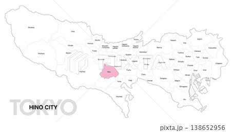 [日本地図] 東京都日野市の市区町村名入り位置地図 138652956