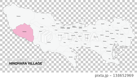 [日本地図] 東京都檜原村の市区町村名入り位置地図 (英語) 138652969