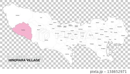 [Map of Japan] Location map of Hinohara Village, Tokyo, with city/ward/town names (English) 138652971