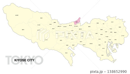 [日本地図] 東京都清瀬市の市区町村名入り位置地図 138652990