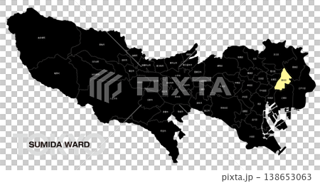 [日本地図] 東京都墨田区の市区町村名入り位置地図 138653063
