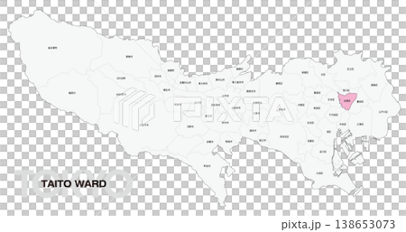 [Map of Japan] Location map of Taito Ward, Tokyo, including the names of municipalities. 138653073