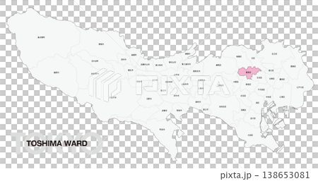 [Map of Japan] Location map of Toshima Ward, Tokyo, including the names of municipalities. 138653081