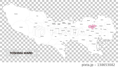 [Map of Japan] Location map of Toshima Ward, Tokyo, including the names of municipalities (English) 138653082