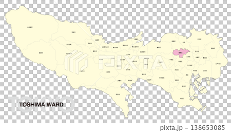 [日本地図] 東京都豊島区の市区町村名入り位置地図 138653085