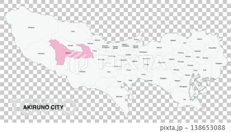 [日本地図] 東京都あきる野市の市区町村名入り位置地図 (英語) 138653088